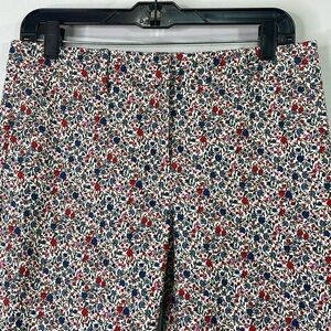 🏁 Loft ditzy floral print flat front cotton pants blue, white, pink red tan